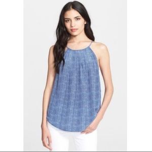 Joie Blue Silk Halter Top Size Small